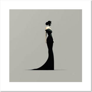 [AI Art] Lady in black, Minimal Art Style Posters and Art